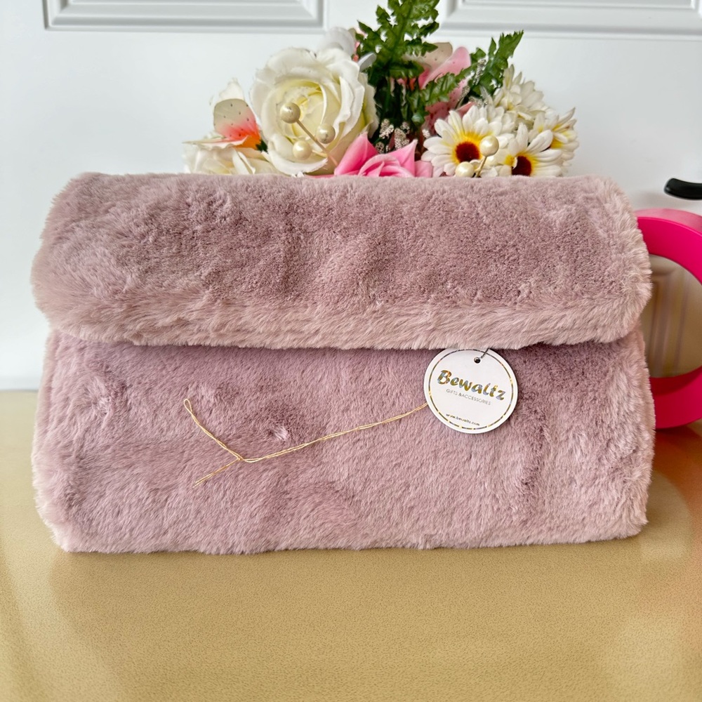 Brand New Bewaltz Fluffy Foldover Clutch